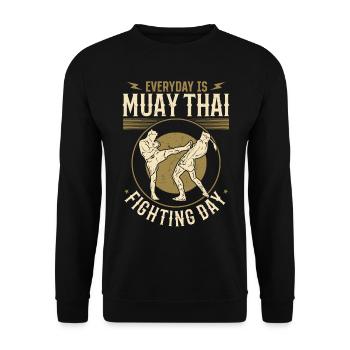 Every day is Muay Thai fighting day - Muay Thai Fi - Unisex Sweatshirt - black - Front - Alina (178cm) & Michal (187cm)