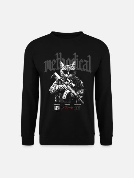 Y2K Streetwear Hip Hop Style Cooles Gamer Katzen - Unisex Pullover - Schwarz