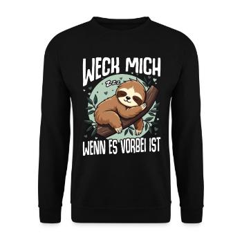 Weck Mich Wenn Alles Vorbei Ist / Langschläfer - Unisex Pullover - Schwarz - Vorne - Alina (178cm) & Michal (187cm)