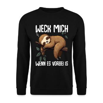 Weck Mich Wenn Alles Vorbei Ist / Langschläfer - Unisex Pullover - Schwarz - Vorne - Alina (178cm) & Michal (187cm)