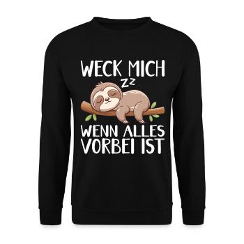 Weck Mich Wenn Alles Vorbei Ist / Langschläfer - Unisex Pullover - Schwarz - Vorne - Alina (178cm) & Michal (187cm)