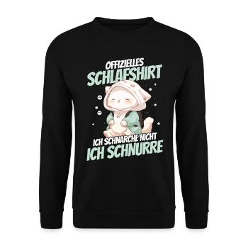 Official Sleep Shirt Kawaii Cat I Purr - Unisex Sweatshirt - black - Front - Alina (178cm) & Michal (187cm)