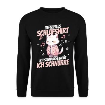 Official Sleep Shirt - I Purr and Dream - Unisex Sweatshirt - black - Front - Alina (178cm) & Michal (187cm)