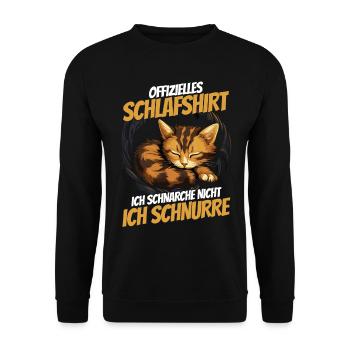 Official Sleep Shirt - Cute Cat in the Nest - Unisex Sweatshirt - black - Front - Alina (178cm) & Michal (187cm)