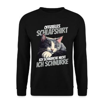 Official Sleep Shirt - Sleeping Kitten - Unisex Sweatshirt - black - Front - Alina (178cm) & Michal (187cm)