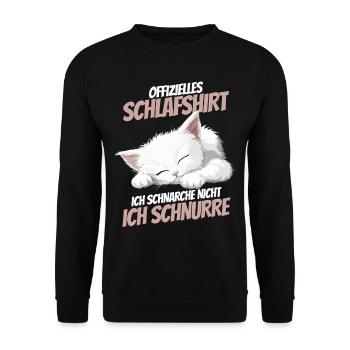 Official Sleep Shirt - Kitten Slumbers Sweetly - Unisex Sweatshirt - black - Front - Alina (178cm) & Michal (187cm)