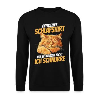 Official Sleep Shirt - Kitten with Red Fur - Unisex Sweatshirt - black - Front - Alina (178cm) & Michal (187cm)