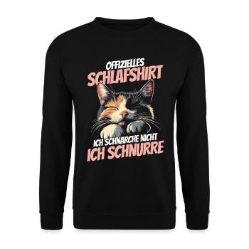 NeverOfficial Sleep Shirt - Tricolor Kitten - Unisex Sweatshirt - black - Front - Alina (178cm) & Michal (187cm)