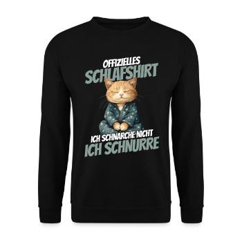 Official Sleep Shirt - Cute Cat in Pajamas - Unisex Sweatshirt - black - Front - Alina (178cm) & Michal (187cm)