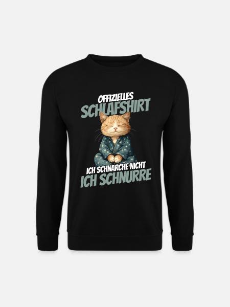 Offizielles Schlafshirt - Süßes Katze im Pyjama - Unisex Pullover - Schwarz