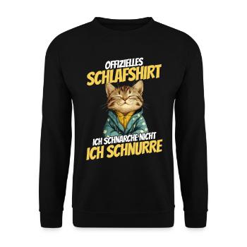 Official Sleep Shirt - Cute Cat in Hoodie - Unisex Sweatshirt - black - Front - Alina (178cm) & Michal (187cm)
