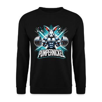Fitness Fitnesstrainer Bodybuilder Pumpernickel - Unisex Pullover - Schwarz - Vorne - Alina (178cm) & Michal (187cm)
