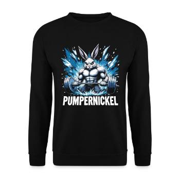 Pumpernickel Fitness Fitnesstrainer Bodybuilder - Unisex Pullover - Schwarz - Vorne - Alina (178cm) & Michal (187cm)