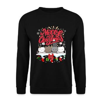 Süße Weihnachtskatze - Süße Weihnachtskatze - Unisex Pullover - Schwarz - Vorne - Alina (178cm) & Michal (187cm)