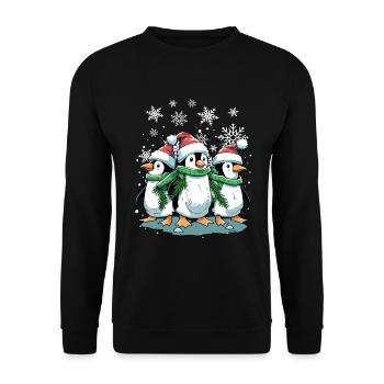Niedlicher Weihnachtspinguin - Niedlicher Weihnachtspinguin - Unisex Pullover - Schwarz - Vorne - Alina (178cm) & Michal (187cm)