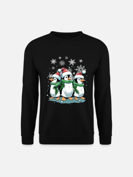 Niedlicher Weihnachtspinguin - Niedlicher Weihnachtspinguin - Unisex Pullover - Schwarz