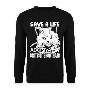Adopt A British Shorthair Save A Life - Unisex Sweatshirt - black - Front - Alina (178cm) & Michal (187cm)