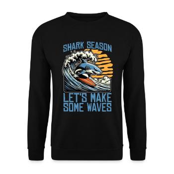 Shark Hunting Shark Season Let's Fossil Hunting - Unisex Sweatshirt - black - Front - Alina (178cm) & Michal (187cm)
