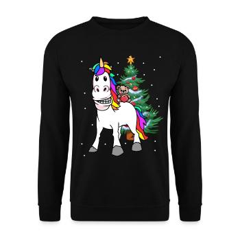 Unicorn Christmas Christmas Teddy Child Kids - Unisex Sweatshirt - black - Front - Alina (178cm) & Michal (187cm)