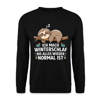 Ich Mach Winterschlaf Bis Alles Wieder Normal Ist - Unisex Pullover - Schwarz - Vorne - Alina (178cm) & Michal (187cm)