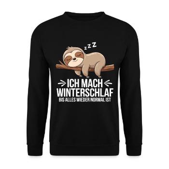 Ich Mach Winterschlaf Bis Alles Wieder Normal Ist - Unisex Pullover - Schwarz - Vorne - Alina (178cm) & Michal (187cm)