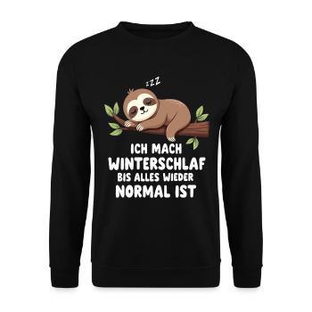 Ich Mach Winterschlaf Bis Alles Wieder Normal Ist - Unisex Pullover - Schwarz - Vorne - Alina (178cm) & Michal (187cm)