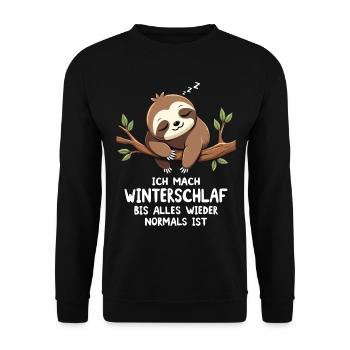 Ich Mach Winterschlaf Bis Alles Wieder Normal Ist - Unisex Pullover - Schwarz - Vorne - Alina (178cm) & Michal (187cm)