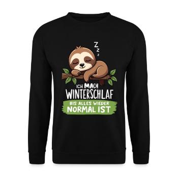 Ich Mach Winterschlaf Bis Alles Wieder Normal Ist - Unisex Pullover - Schwarz - Vorne - Alina (178cm) & Michal (187cm)