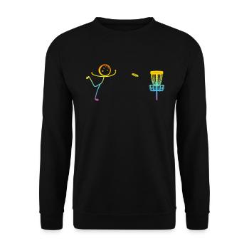 Disc Golfing Funny Disc Golf Stick Figure - Unisex Pullover - Schwarz - Vorne - Alina (178cm) & Michal (187cm)