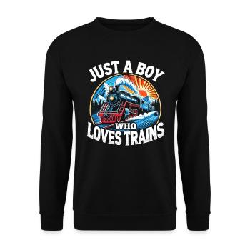 Zug Lokomotive Eisenbahn, für Jungs - Unisex Pullover - Schwarz - Vorne - Alina (178cm) & Michal (187cm)