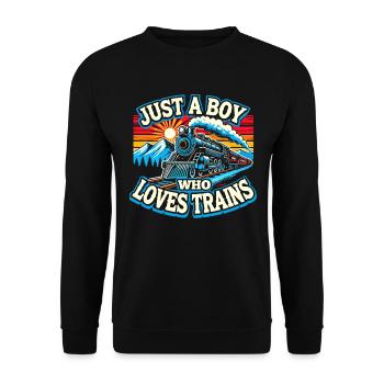 Zug Lokomotive Eisenbahn, für Jungs - Unisex Pullover - Schwarz - Vorne - Alina (178cm) & Michal (187cm)