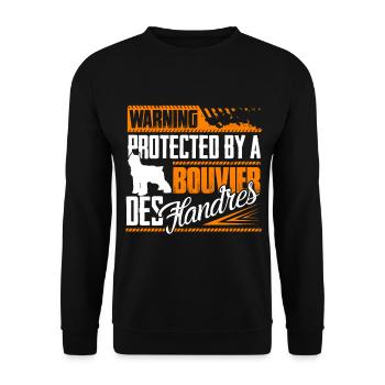 Protected By Bouvier Des Flandres - Unisex Sweatshirt - black - Front - Alina (178cm) & Michal (187cm)