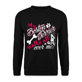 My Boston Terrier Walks All Over Me - Unisex Sweatshirt - black - Front - Alina (178cm) & Michal (187cm)