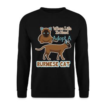 Adopt A Burmese Cat - Unisex Sweatshirt - black - Front - Alina (178cm) & Michal (187cm)