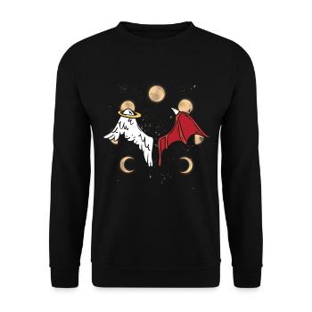 okkult spirituell Mondphase himmlisch satanisch - Unisex Pullover - Schwarz - Vorne - Alina (178cm) & Michal (187cm)