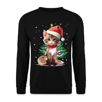 Cats Christmas Pets Santa Claus - Unisex Sweatshirt - black - Front - Alina (178cm) & Michal (187cm)