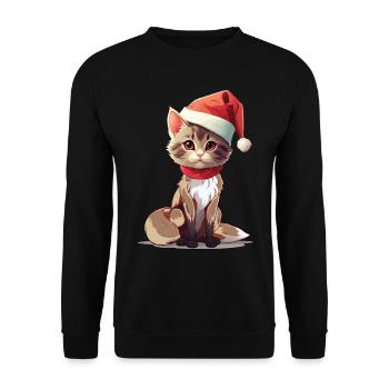 Katze Christmas Haustiere Haustier Weihnachten - Unisex Pullover - Schwarz - Vorne - Alina (178cm) & Michal (187cm)