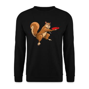 Squirrel Who Plays Disc Golf - Disc Golf Squirrel - Unisex Pullover - Schwarz - Vorne - Alina (178cm) & Michal (187cm)