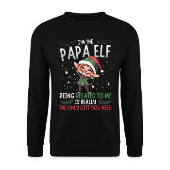 Je suis le papa elfe - Look partenaire de Noël - Sweat-shirt Unisexe - noir - Devant - Alina (178cm) & Michal (187cm)