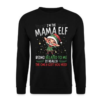 NoëlJe suis la maman elfe - Look partenaire de Noël - Sweat-shirt Unisexe - noir - Devant - Alina (178cm) & Michal (187cm)