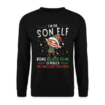 Je suis le fils elfe - Look partenaire de Noël - Sweat-shirt Unisexe - noir - Devant - Alina (178cm) & Michal (187cm)