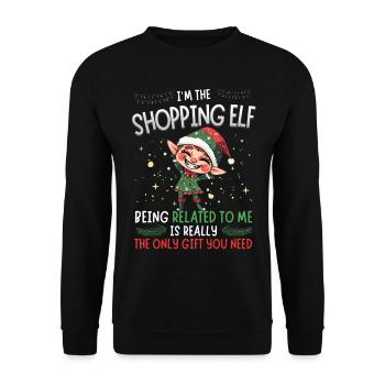 weihnaJe suis le lutin du shopping - Partnerlook Weihnacht - Sweat-shirt Unisexe - noir - Devant - Alina (178cm) & Michal (187cm)