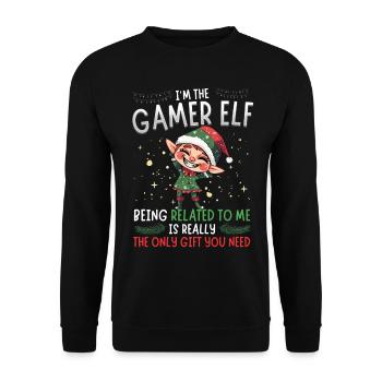 weihnachI'm the Gamer Elf - Partnerlook Weihnachte - Unisex Pullover - Schwarz - Vorne - Alina (178cm) & Michal (187cm)