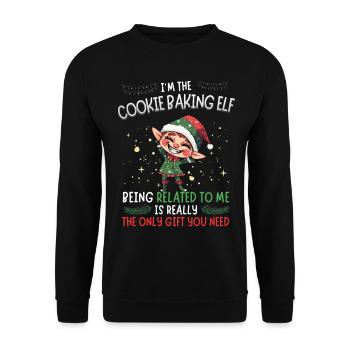 I'm the Cookie Baking Elf - Weihnachtslook - Unisex Pullover - Schwarz - Vorne - Alina (178cm) & Michal (187cm)