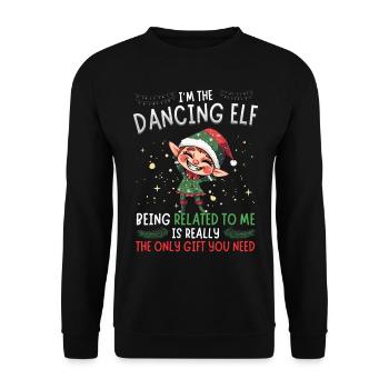 I'm the Dancing Elf - Partnerlook Weihnachten - Unisex Pullover - Schwarz - Vorne - Alina (178cm) & Michal (187cm)