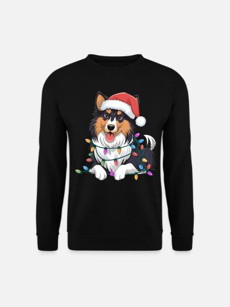 Collie Christmas Lights Xmas Dogs Gifts for Men - Unisex Pullover - Schwarz