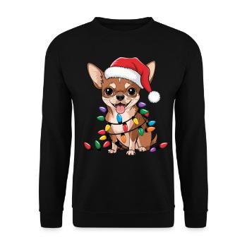 Chihuahua Christmas Lights Xmas Dogs Gifts for Men - Unisex Pullover - Schwarz - Vorne - Alina (178cm) & Michal (187cm)