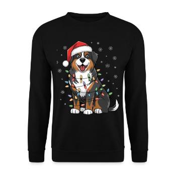 Greater Swiss Mountain Christmas Lights Xmas Dogs - Unisex Pullover - Schwarz - Vorne - Alina (178cm) & Michal (187cm)