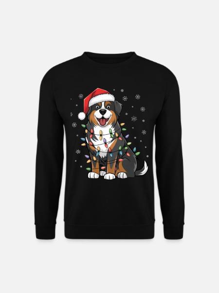 Greater Swiss Mountain Christmas Lights Xmas Dogs - Unisex Sweatshirt - black