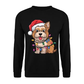 Dandie Dinmont Terrier Christmas Lights Xmas Dog - Unisex Sweatshirt - black - Front - Alina (178cm) & Michal (187cm)